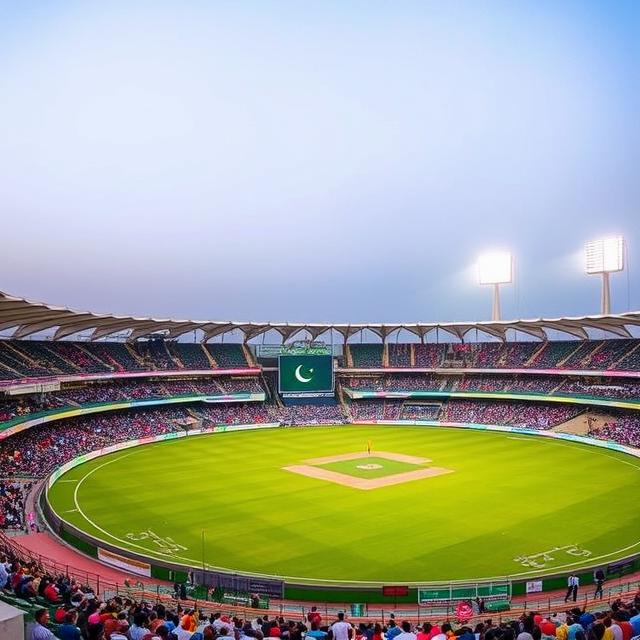 Image of Pakistan and Nepal cricket players on the field